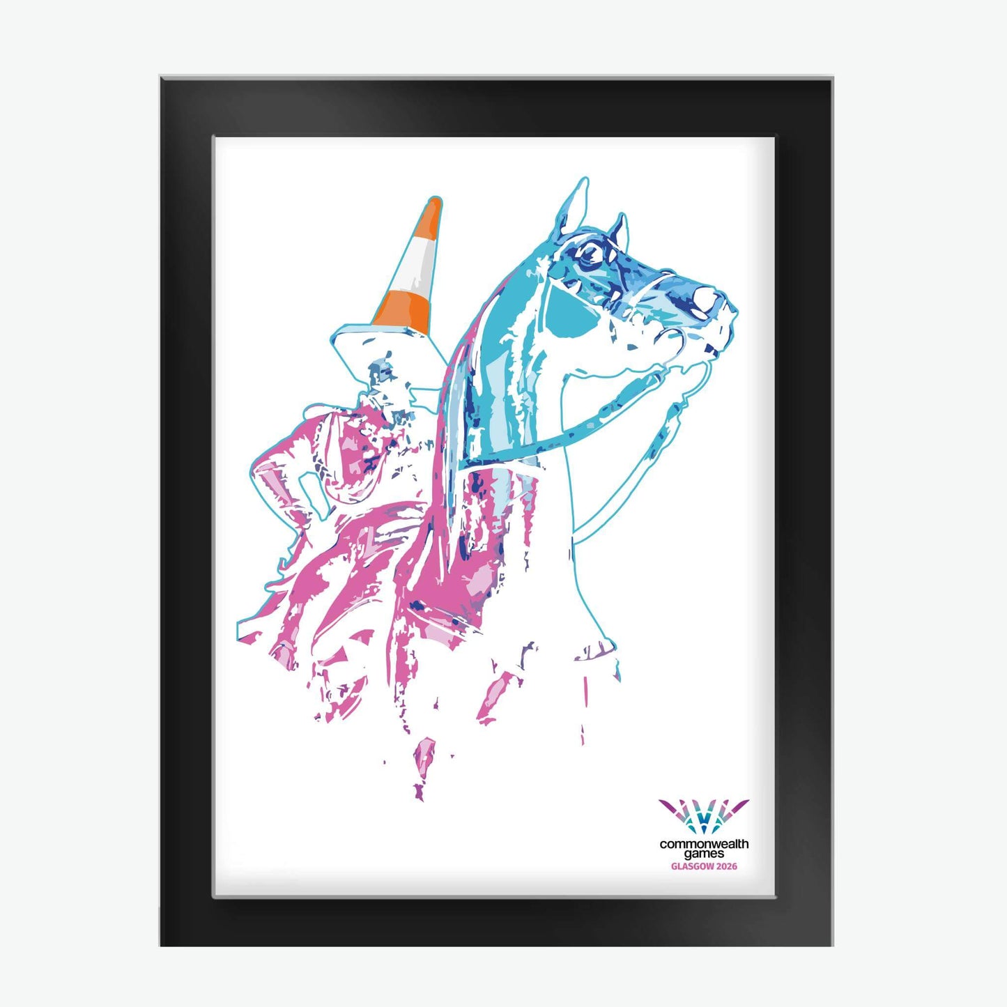 8" x 6" Glasgow 2026 Commonwealth Games Wellington Glass Framed Print with black frame
