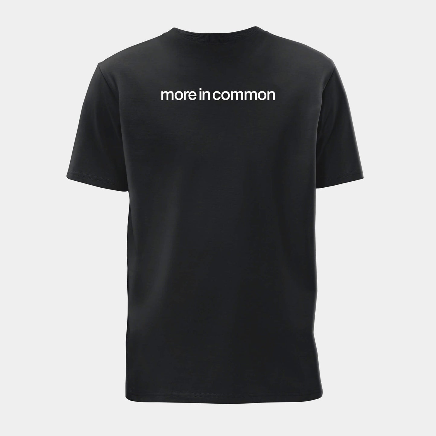Back view of black Commonwealth Sport I Celebrate Glasgow t-shirt with more in common back print - Glasgow 2026