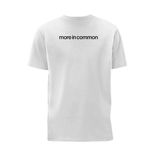 Back view of white Commonwealth Sport I Celebrate Glasgow t-shirt with more in common back print - Glasgow 2026
