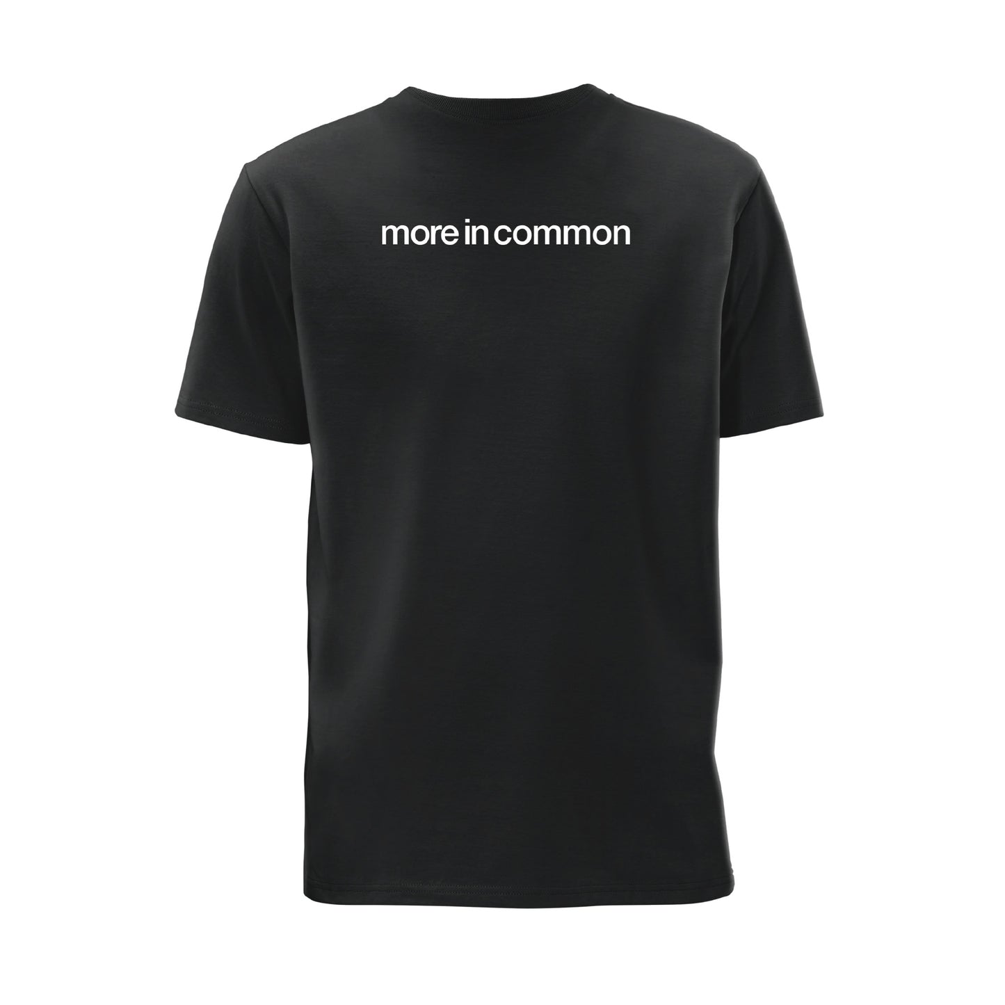 Back view of black Commonwealth Sport More In Common t-shirt with more in common print - Glasgow 2026
