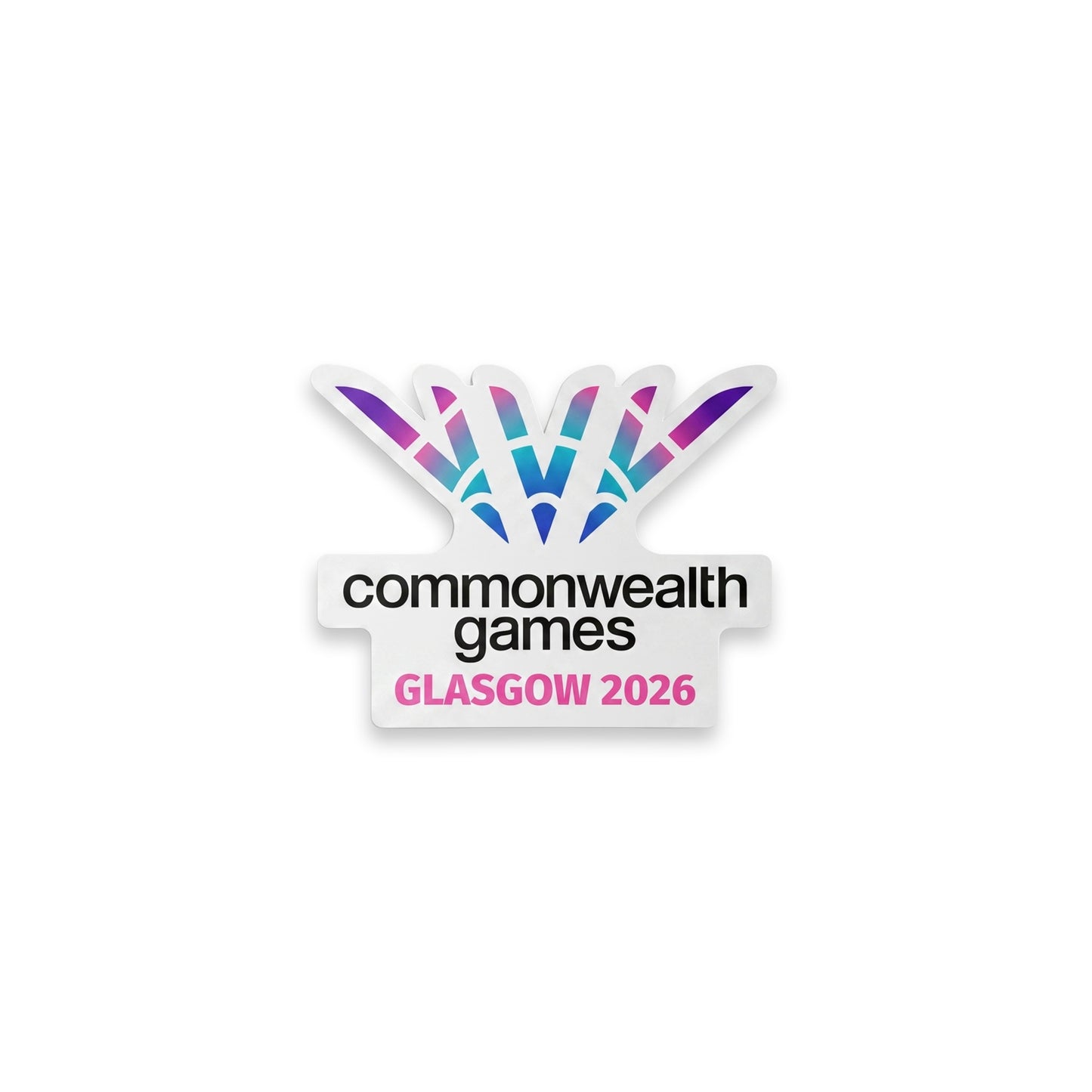 Vinyl car window sticker with Glasgow 2026 logo on transparent background.