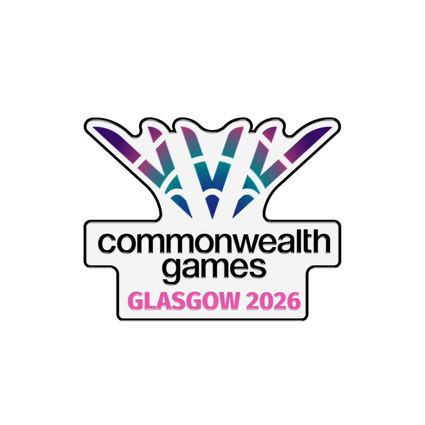 Shaped 3D PVC fridge magnet of the Glasgow 2026 logo.