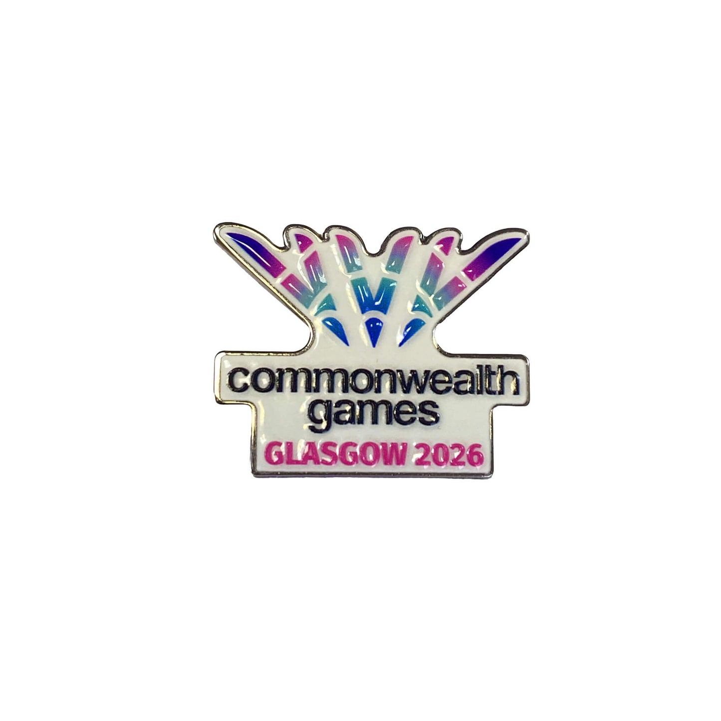Metal pin badge with soft enamel Glasgow 2026 logo