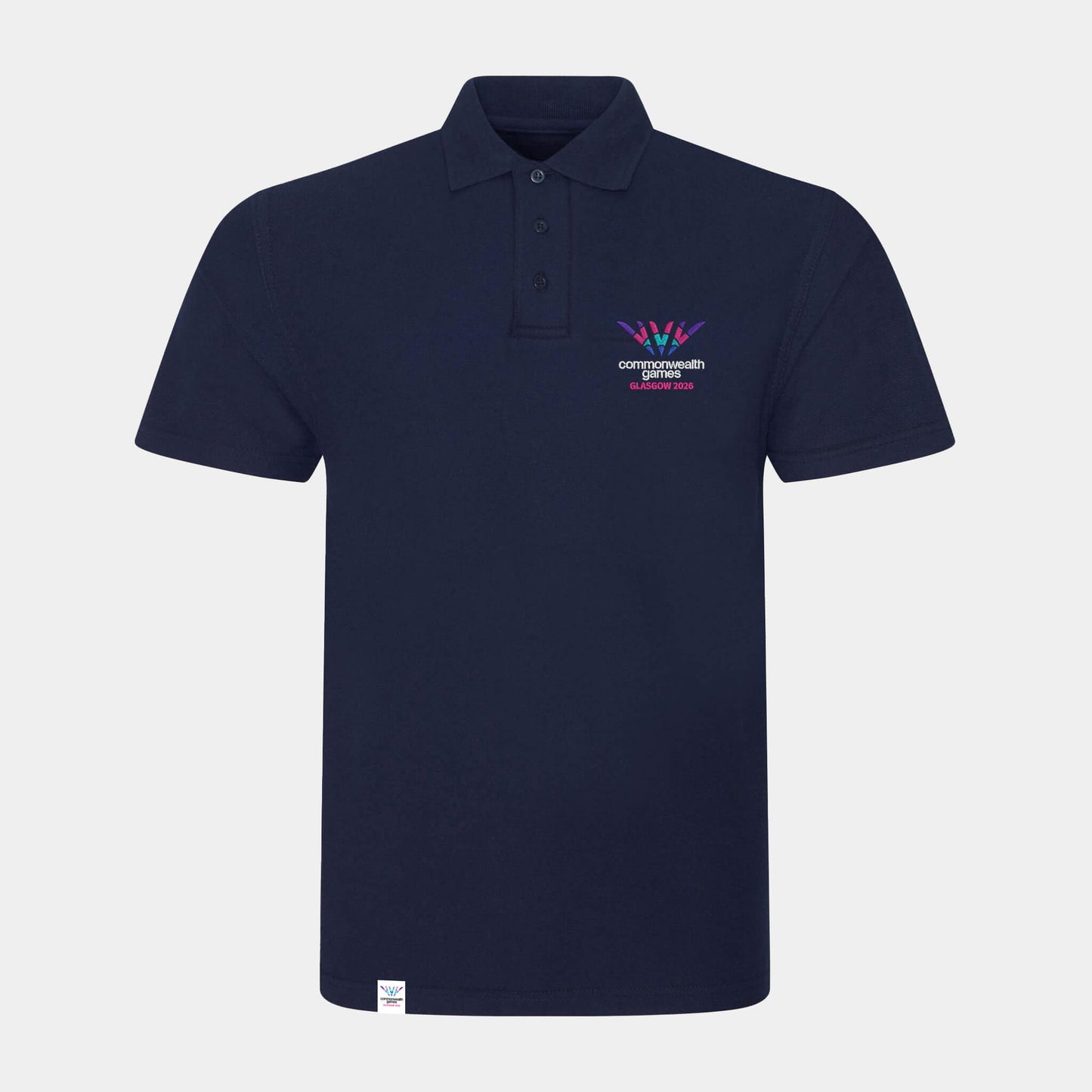 Logo Polo Shirt - Navy - Front View - Glasgow 2026 Commonwealth Games