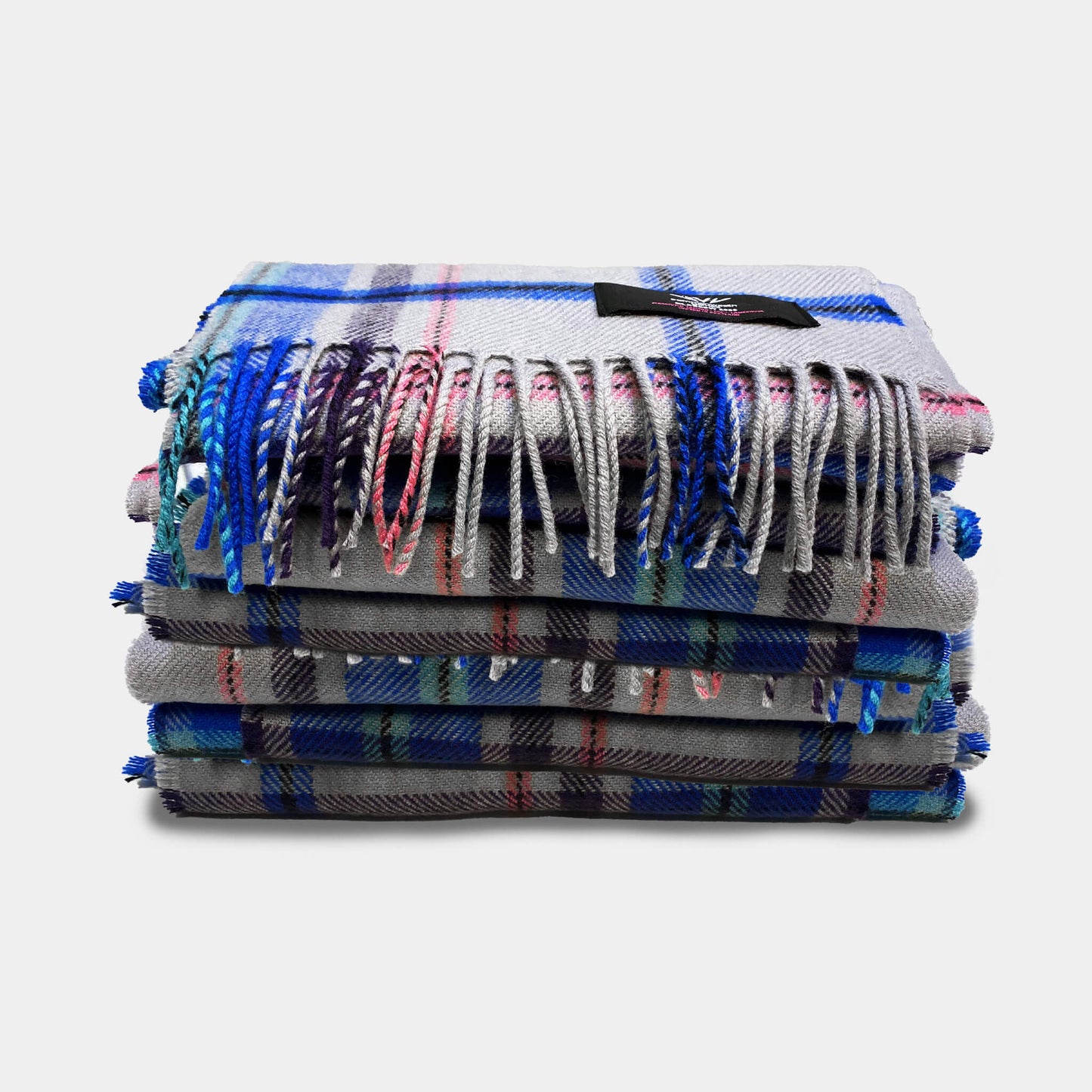 Stack 100% lambswool scarves with Official Glasgow 2026 tartan design
