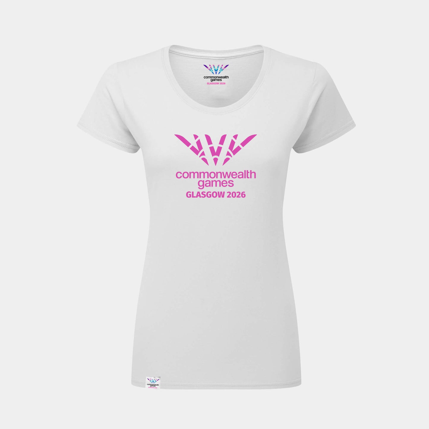 Single Colour Logo Fitted T-Shirt - White - Front View - Glasgow 2026 Commonwealth Games
