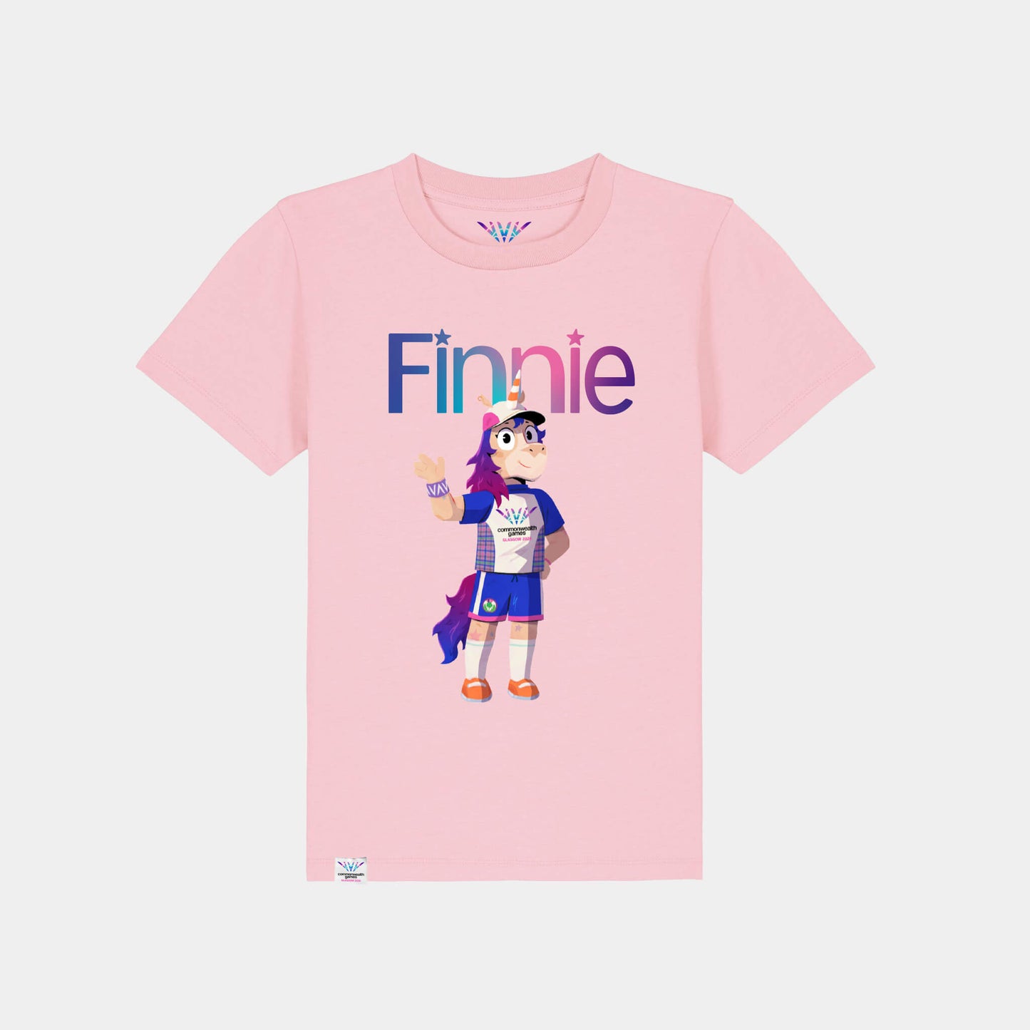 Kids Finnie T-Shirt - Pink - Front View - Glasgow 2026 Commonwealth Games