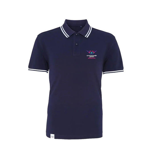 Glasgow 2026 Logo Tipped Polo Shirt - Navy/White - Glasgow 2026 Commonwealth Games