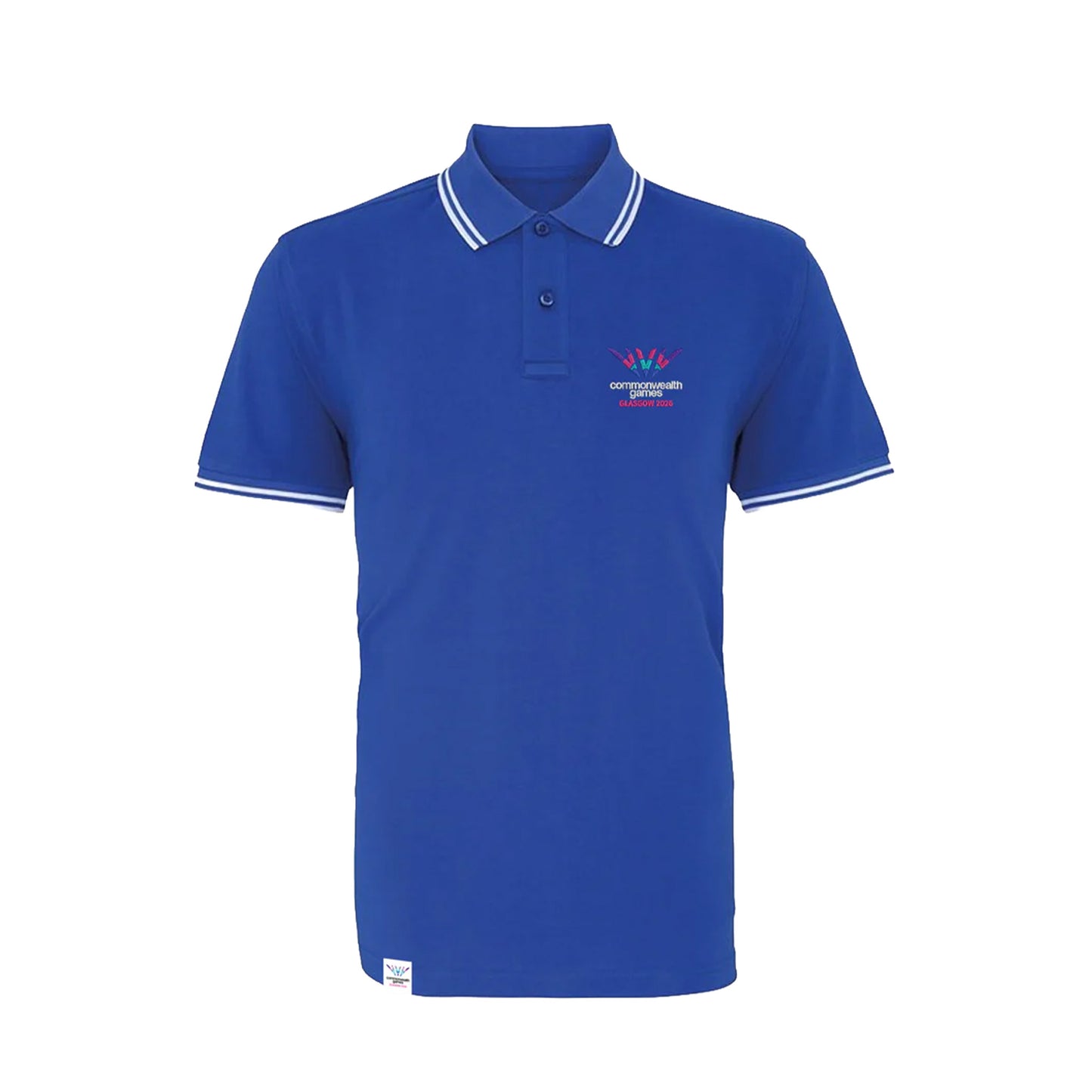 Glasgow 2026 Logo Tipped Polo Shirt - Royal Blue/White - Glasgow 2026 Commonwealth Games