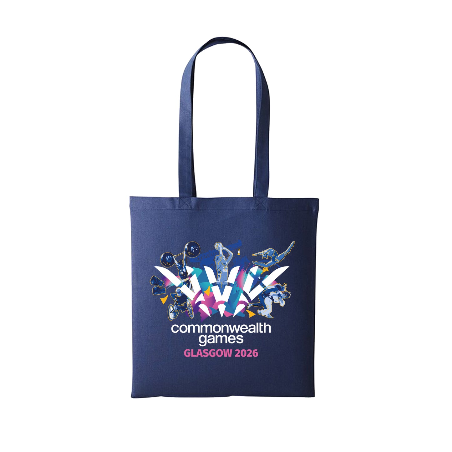 Navy cotton tote bag with Glasgow 2026 Celebration design.