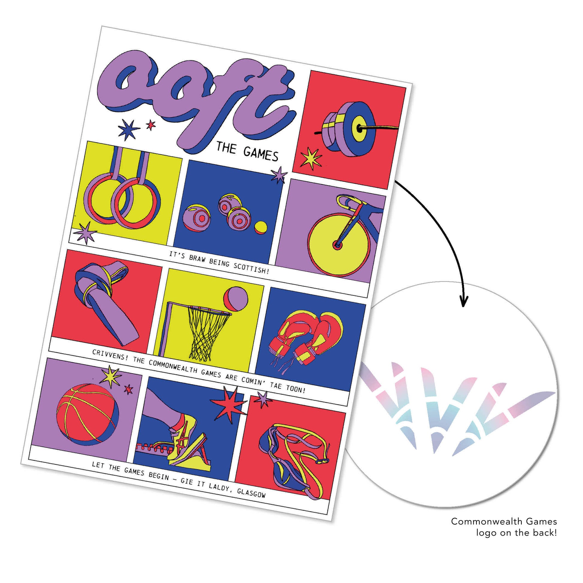Image of A4 art Card Ooft, the Games by Jessica Harvey