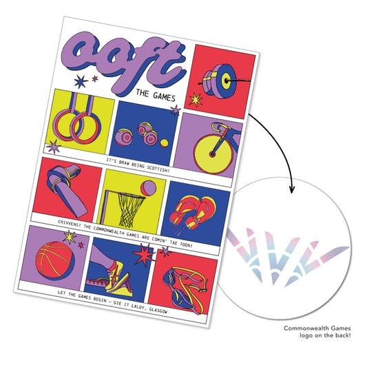 Image of A4 art Card Ooft, the Games by Jessica Harvey