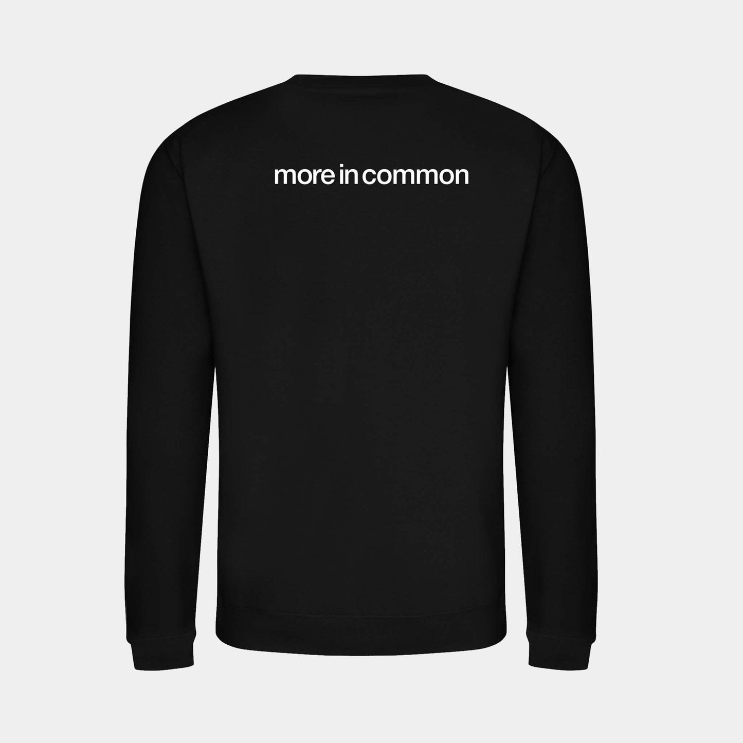 Back view of black Commonwealth Sport I Celebrate Glasgow Sweatshirt with more in common back print - Glasgow 2026 