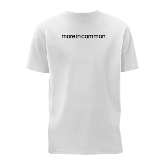 Back view of white Commonwealth Sport I Celebrate Glasgow t-shirt with more in common back print - Glasgow 2026