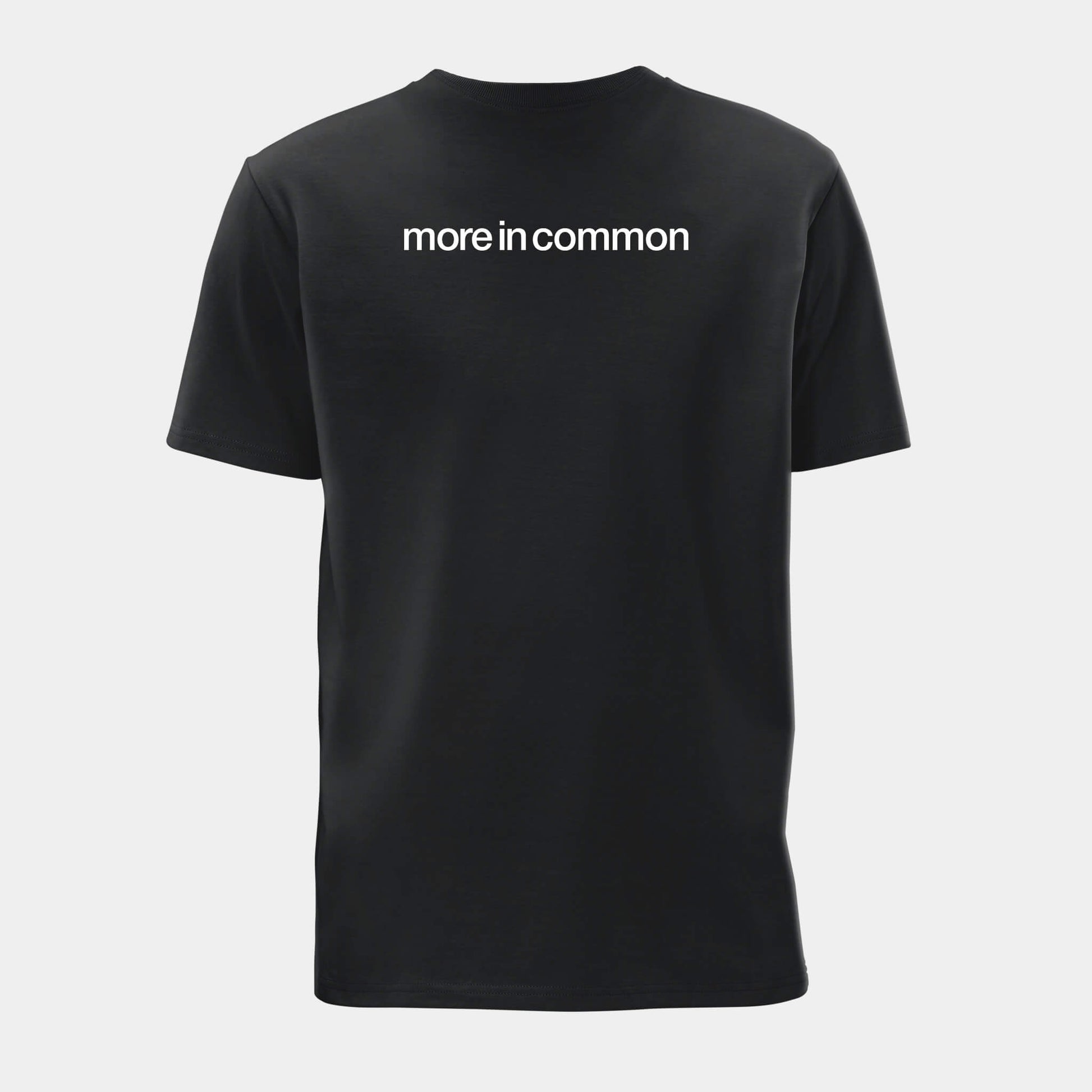 Back view of black Commonwealth Sport More In Common t-shirt with more in common print - Glasgow 2026