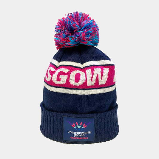 Pom Pom Beanie - Navy - Glasgow 2026