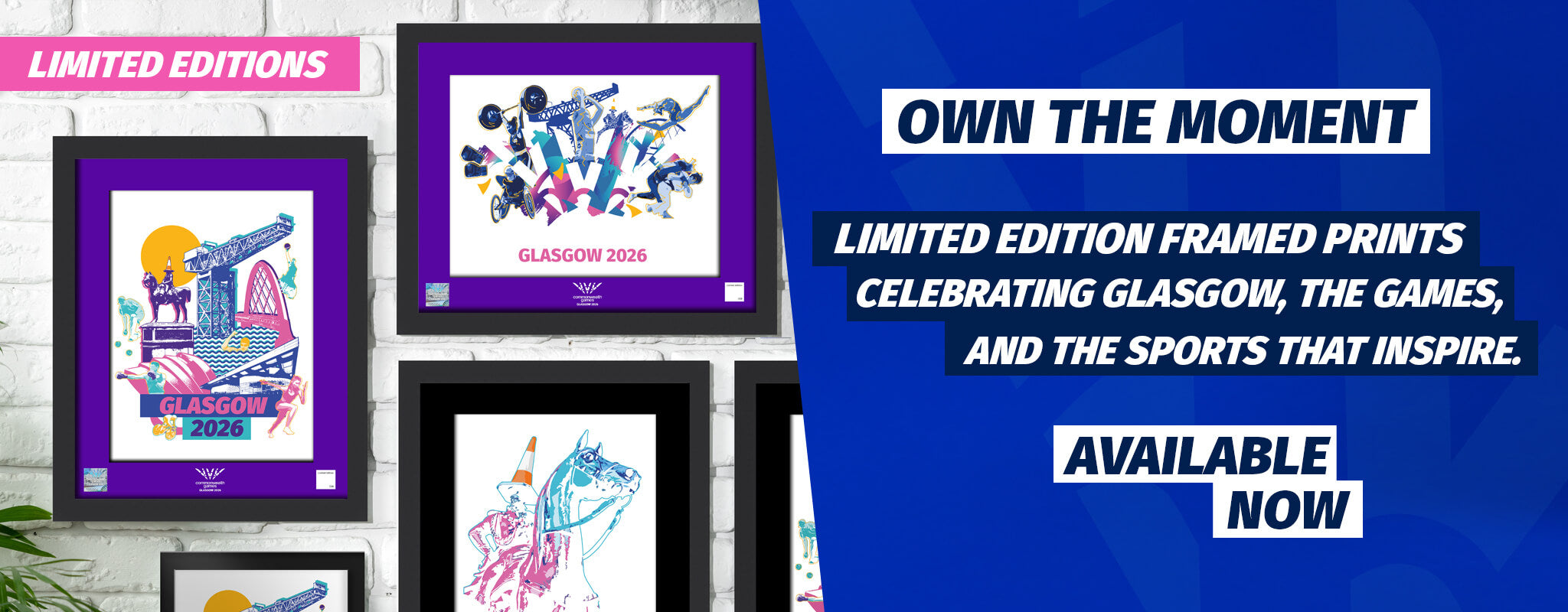 Limited edition framed prints celebrating Glasgow, the Games, and the sports that inspire.