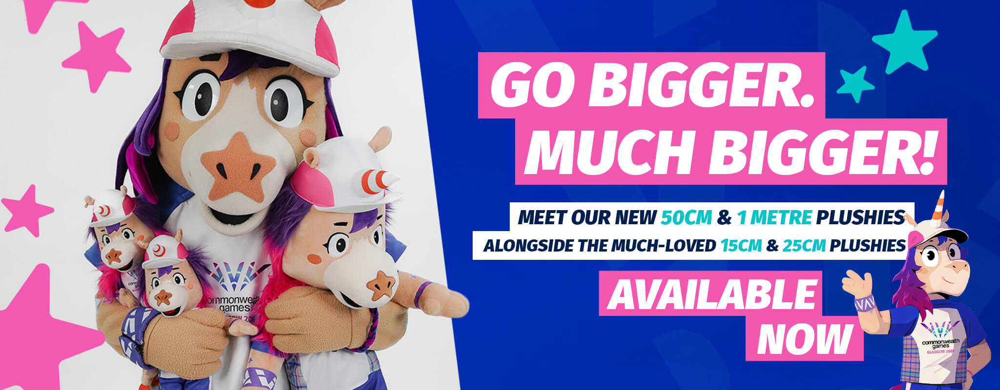 Go Bigger, Much Bigger - Our new 1 metre and 50cm Finnie mascots join the line up - Glasgow 2026