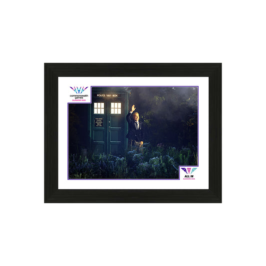 Glasgow 2026 Opening Ceremony 12'x16" Framed Image. - Arrival At The Hydro - Six time Olympic Champion Sir Chris Hoy steps from the mist having piloted the Time Machine across Scotland.