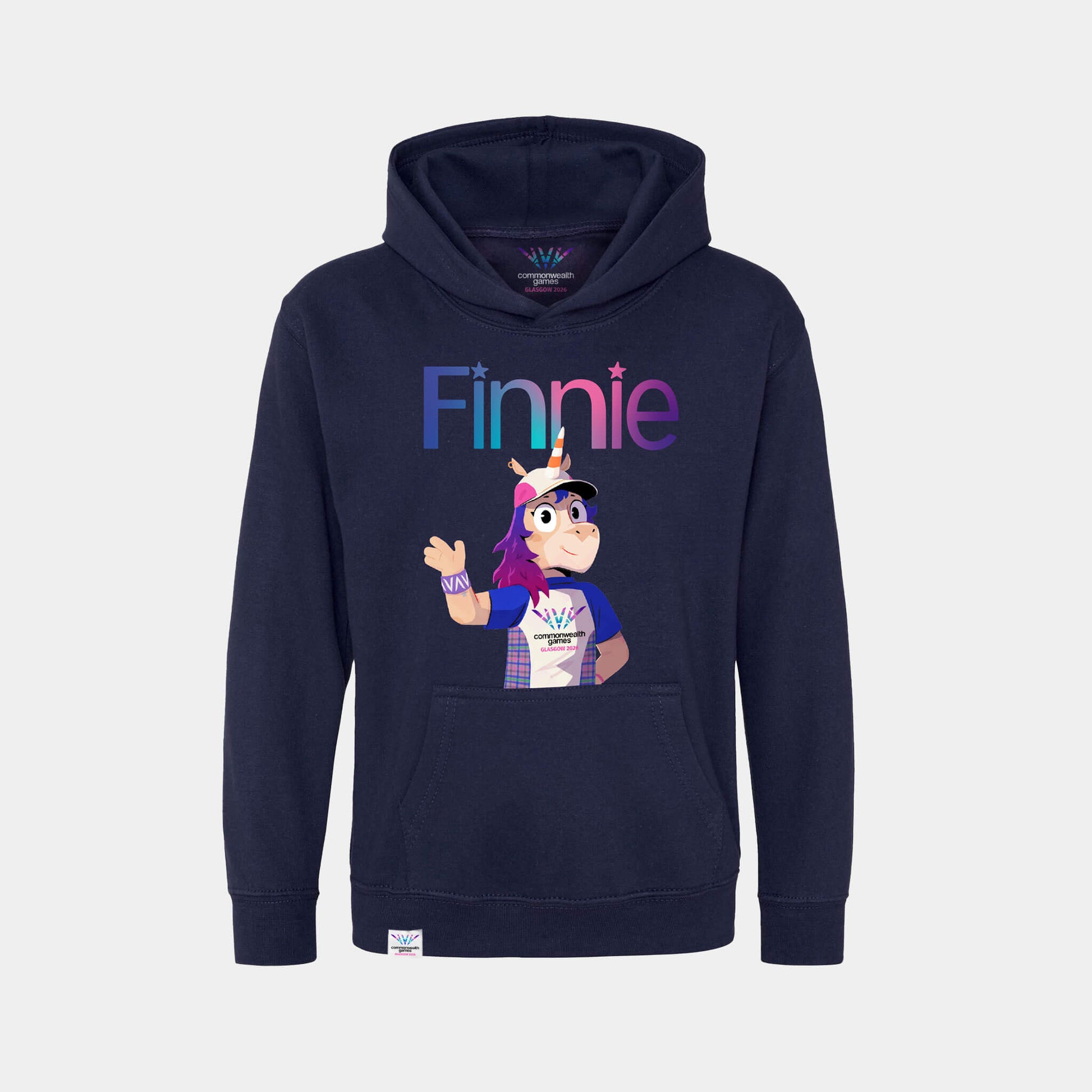 Kids Finnie Hoodie - Navy - Front View - Glasgow 2026 Commonwealth Games