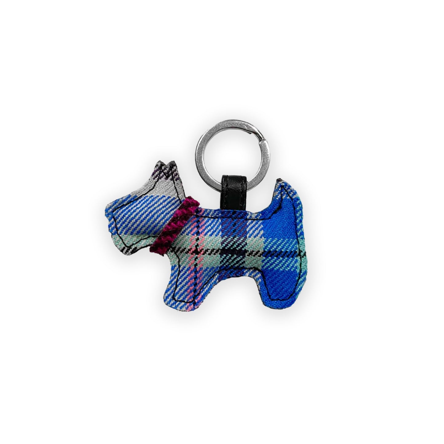 Glasgow 2026 Country Green Tartan Dog Keyring on grey background 
