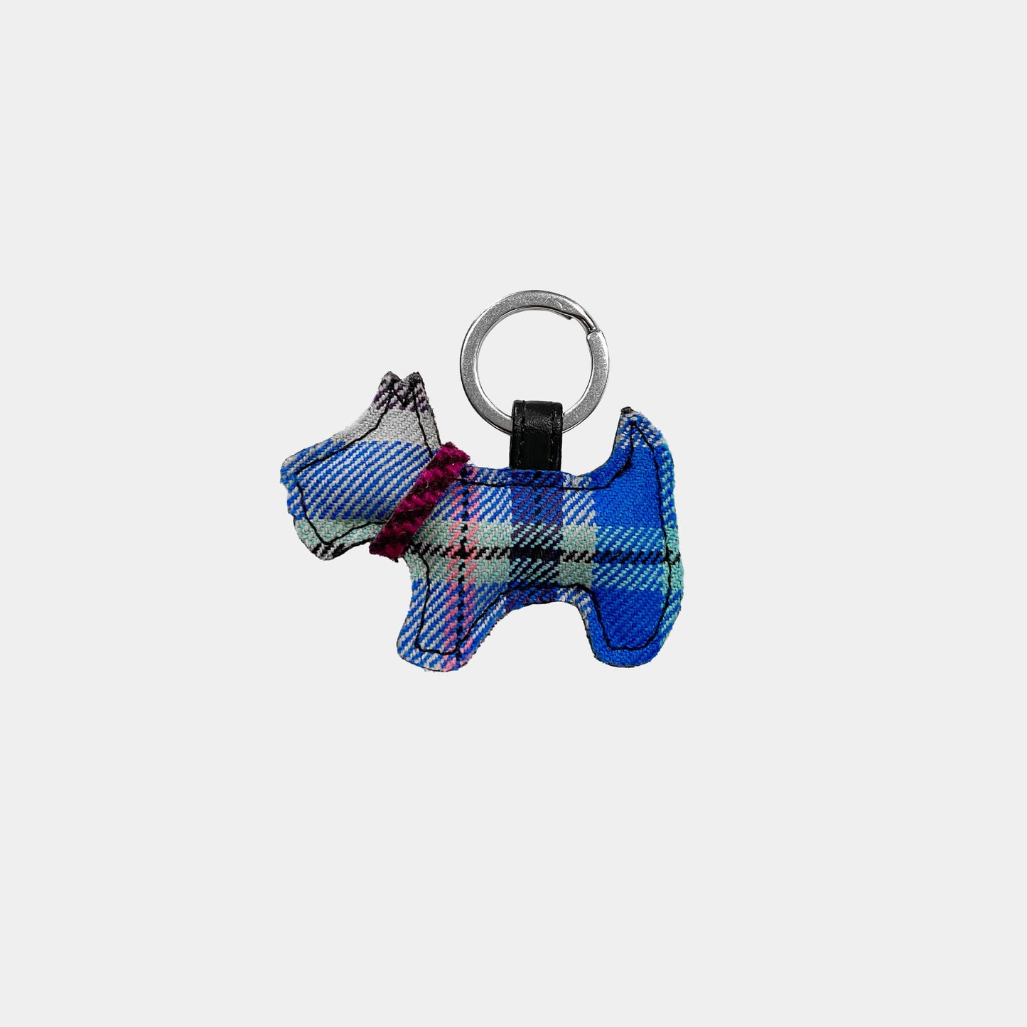 Glasgow 2026 Country Green Tartan Dog Keyring on grey background 