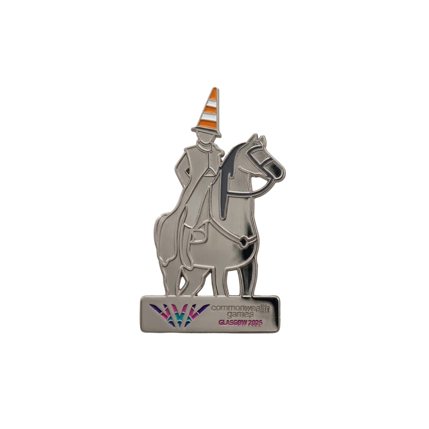 Glasgow 2026 Wellington Statue pin badge with soft enamel elements.