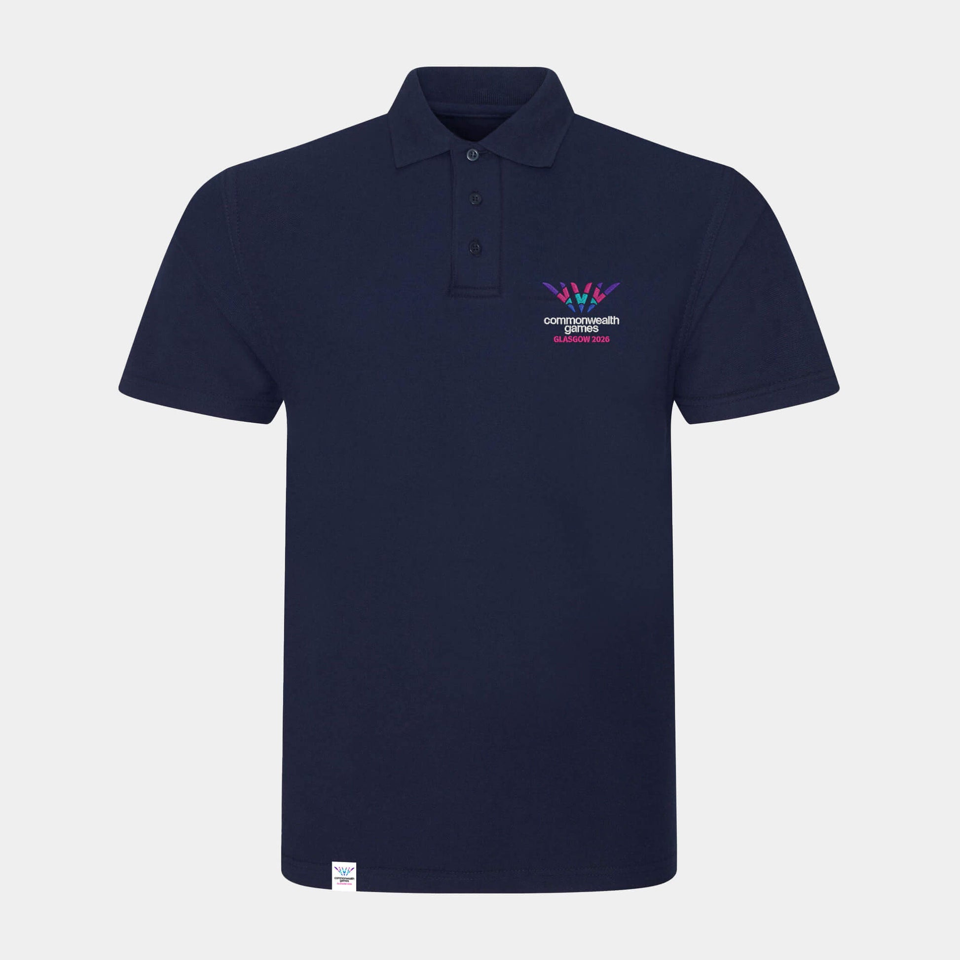Logo Polo Shirt - Navy - Front View - Glasgow 2026 Commonwealth Games
