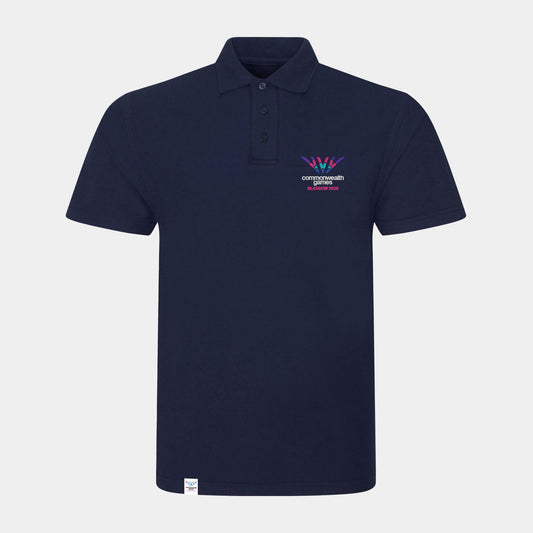 Logo Polo Shirt - Navy - Front View - Glasgow 2026 Commonwealth Games