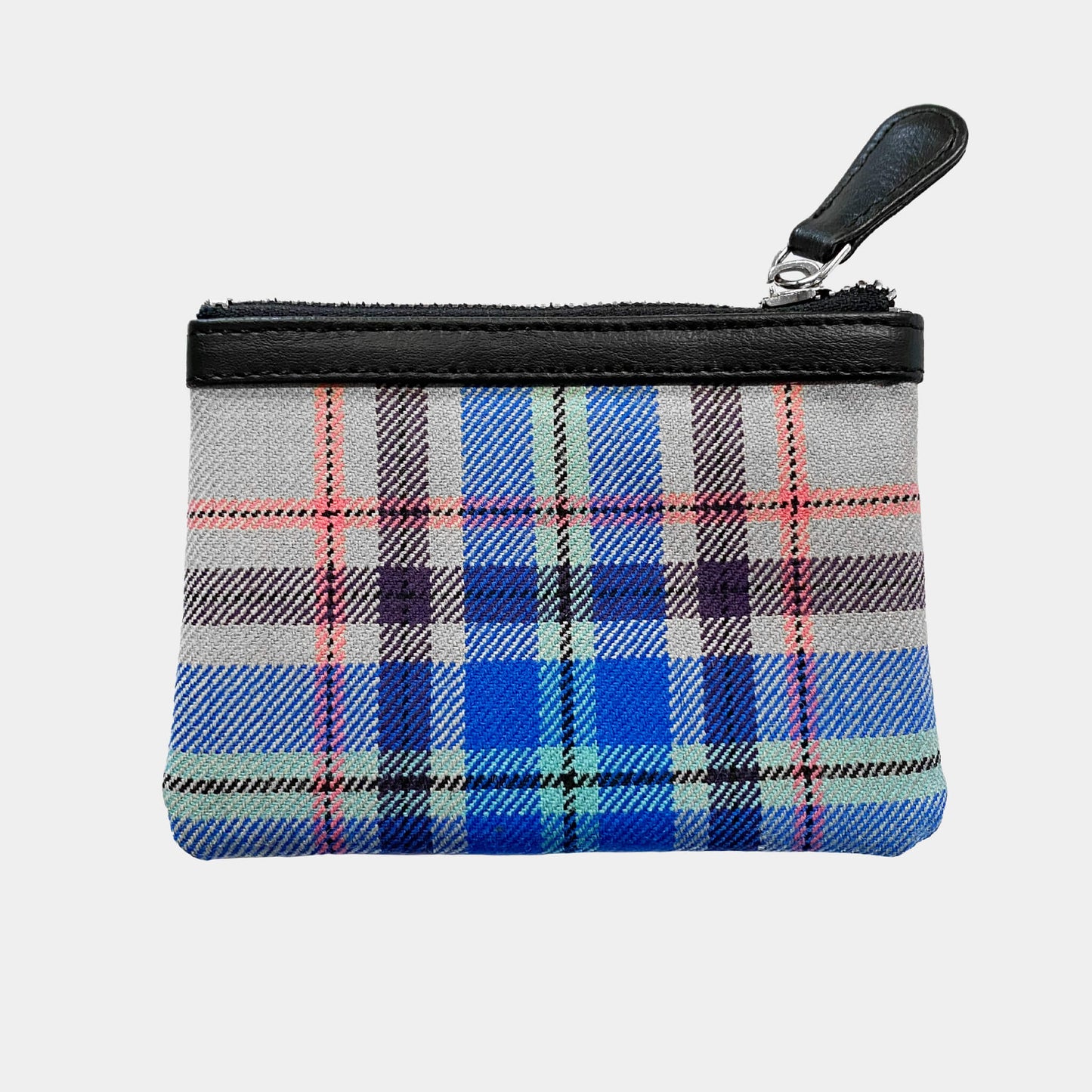 Back view of Glasgow 2026 Lambswool Tartan Coin Purse on grey background 