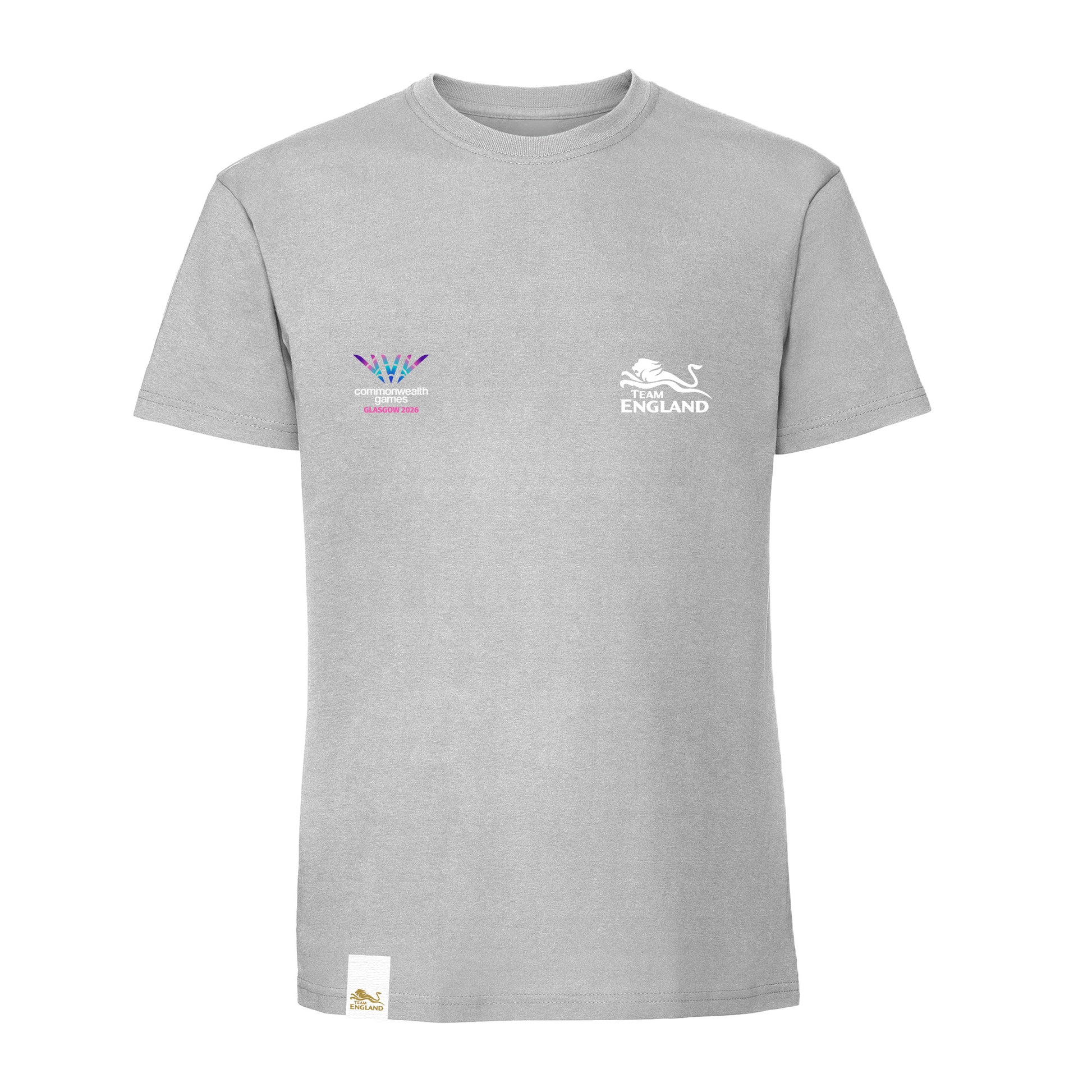 Grey t-shirt with Team England and Glasgow 2026 logos.