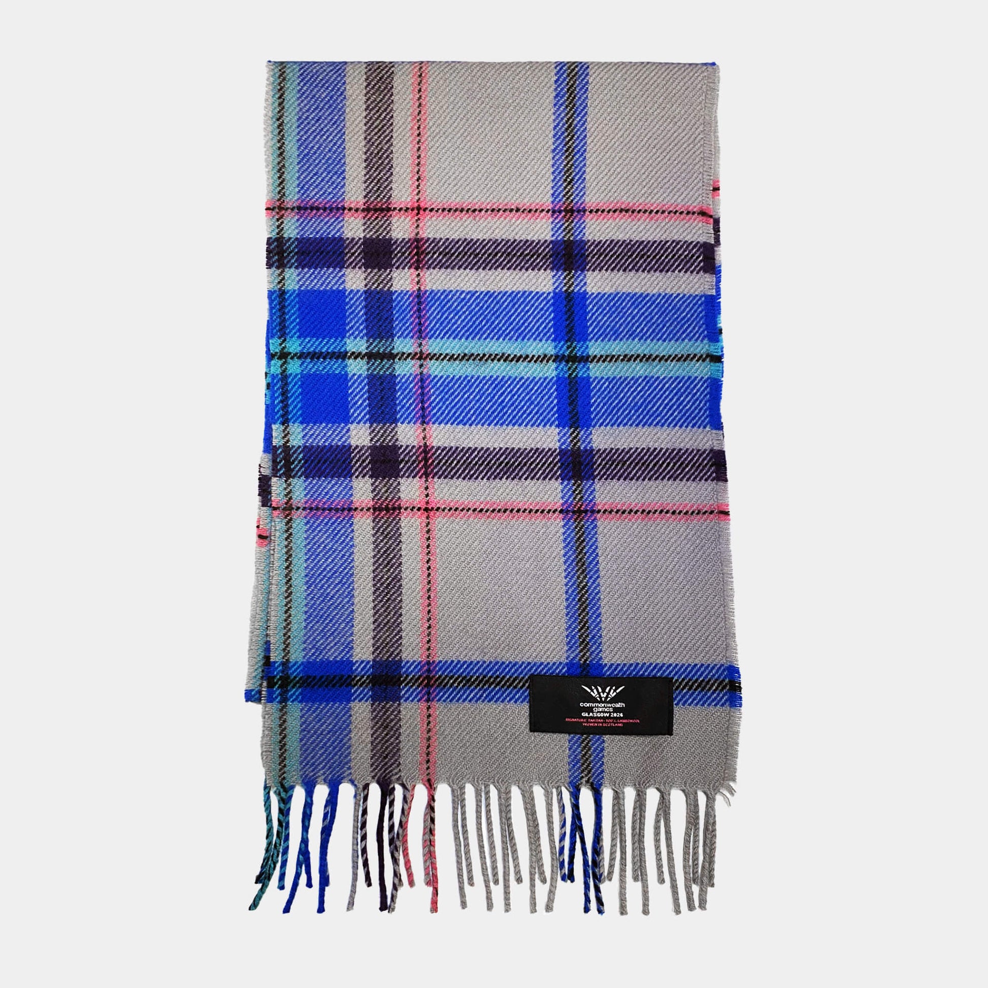 100% lambswool scarf with Official Glasgow 2026 tartan design