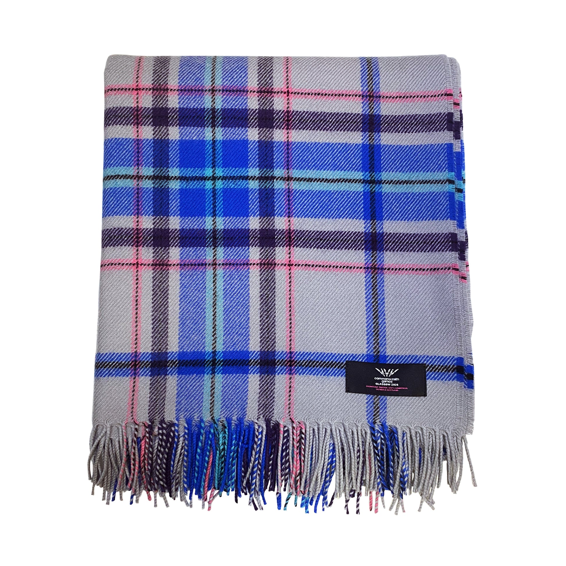 100% lambswool throw with Official Glasgow 2026 tartan design