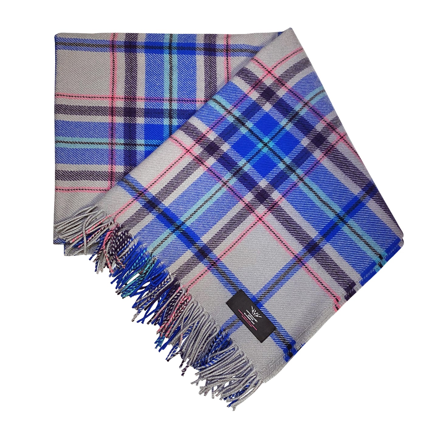 Folded 100% lambswool throw with Official Glasgow 2026 tartan design