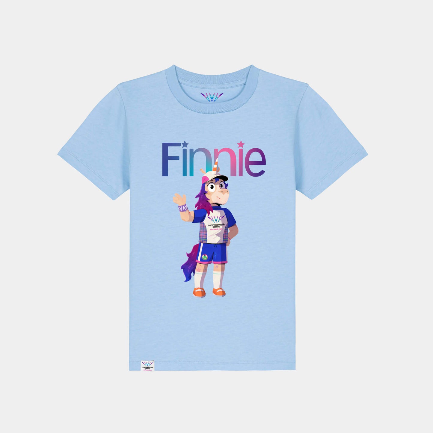 Kids Finnie T-Shirt - Sky Blue - Front View - Glasgow 2026 Commonwealth 