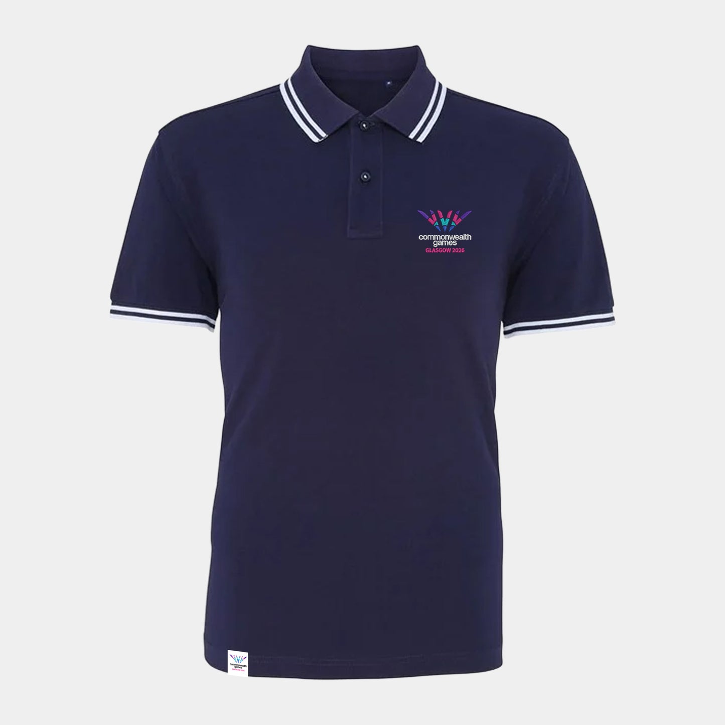 Glasgow 2026 Logo Tipped Polo Shirt - Navy/White - Glasgow 2026 Commonwealth Games
