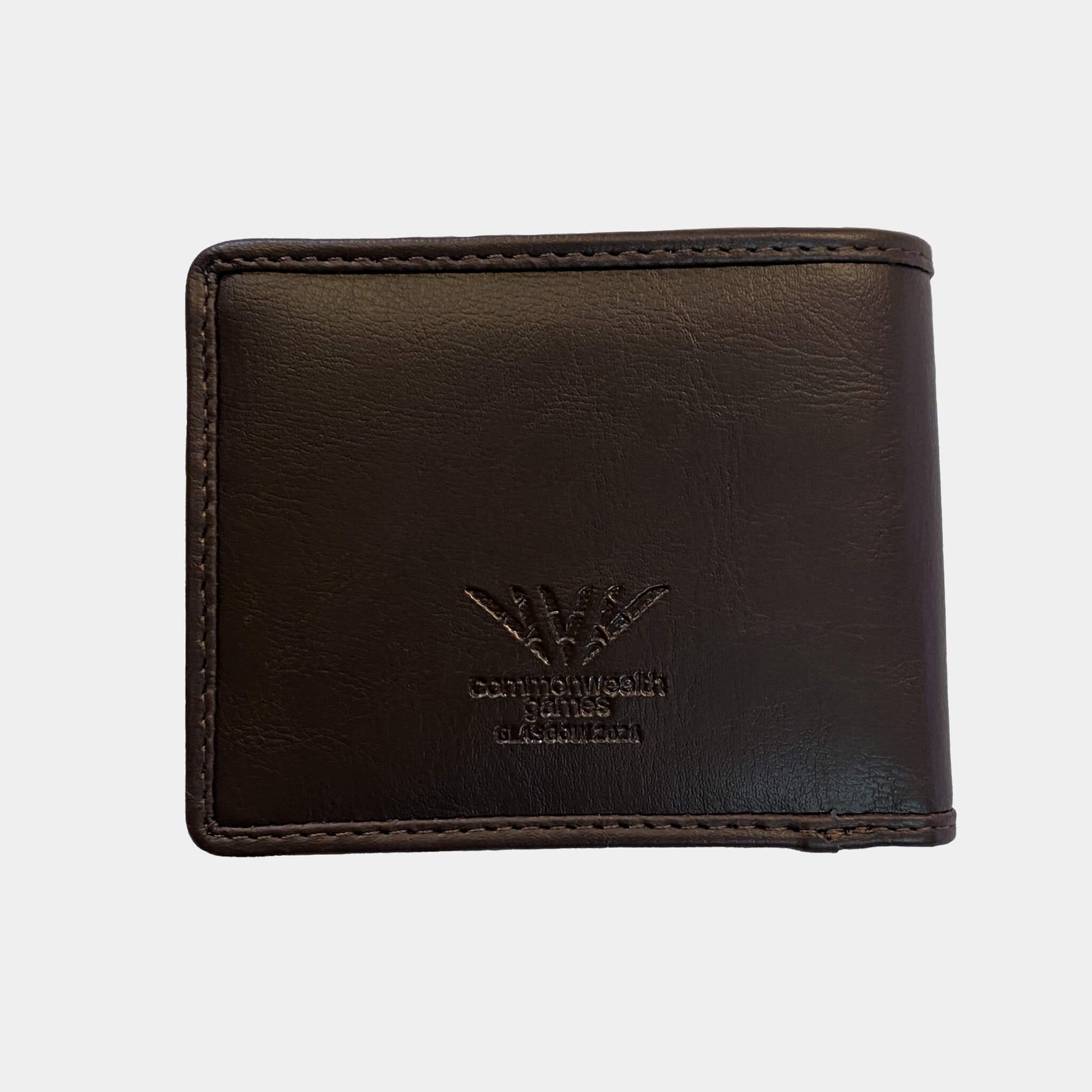 Back view of Glasgow 2026 Country Green Harris Tweed Men's Wallet on grey background 