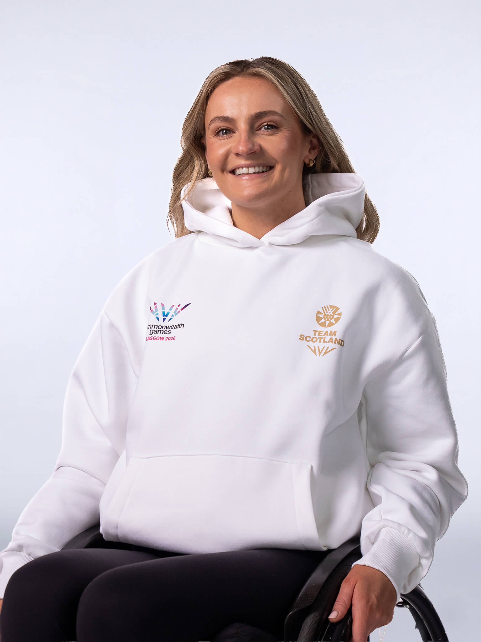 White G2026 x Team Scotland Hoodie worn by athlete Melanie Woods